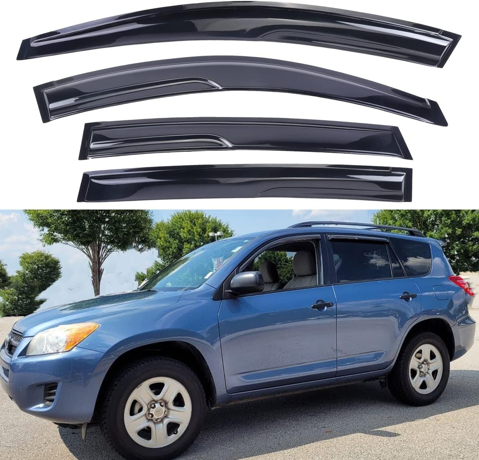 JDM 3D Mugen Style Window Visors For Toyota RAV4 (2019-2025) - 4-Piece Gloss Black 9 thumbnail image