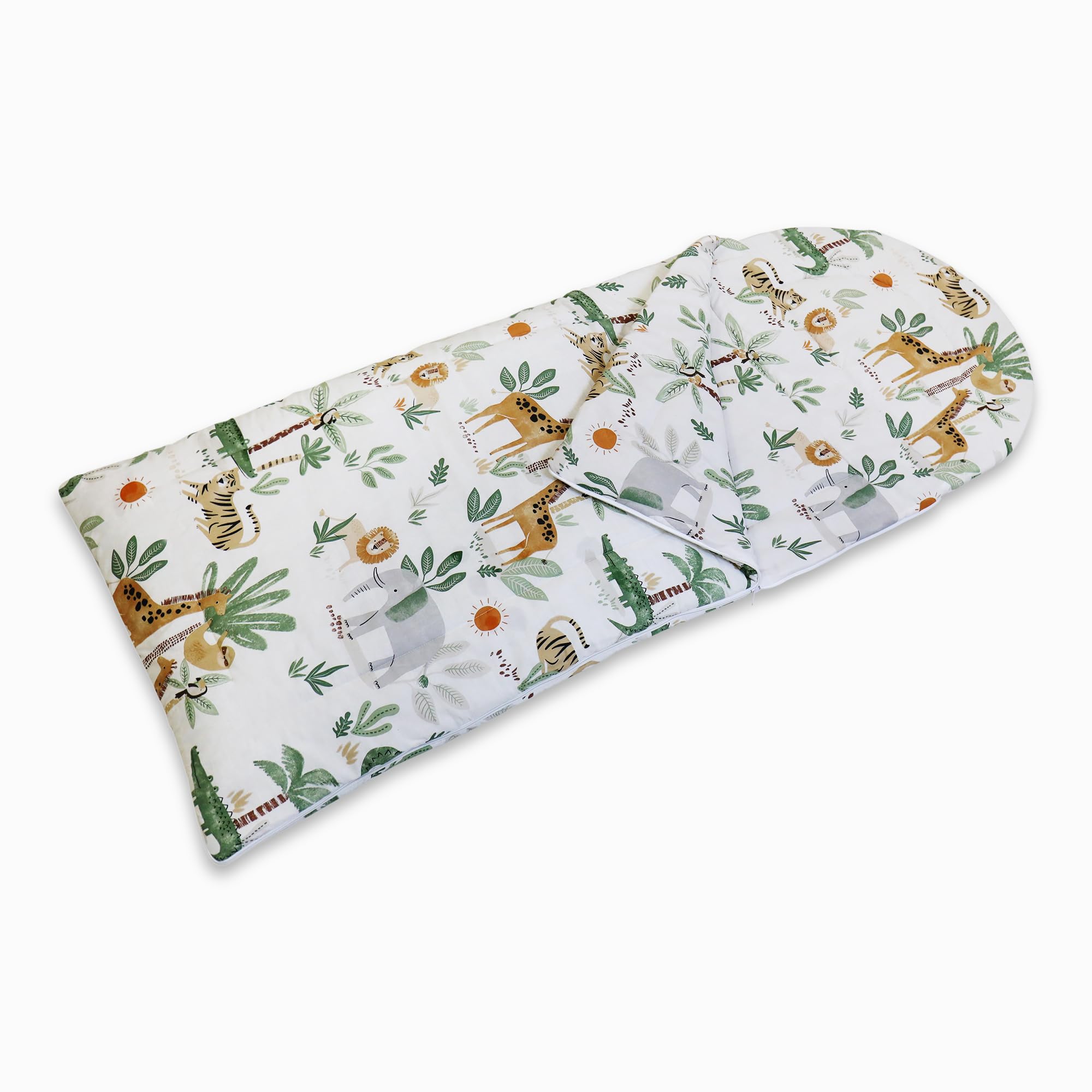 Happy Linen Company Girls Boys Kids Jungle Safari Animals Ivory 155 x 65 cm Reversible Sleeping Bag