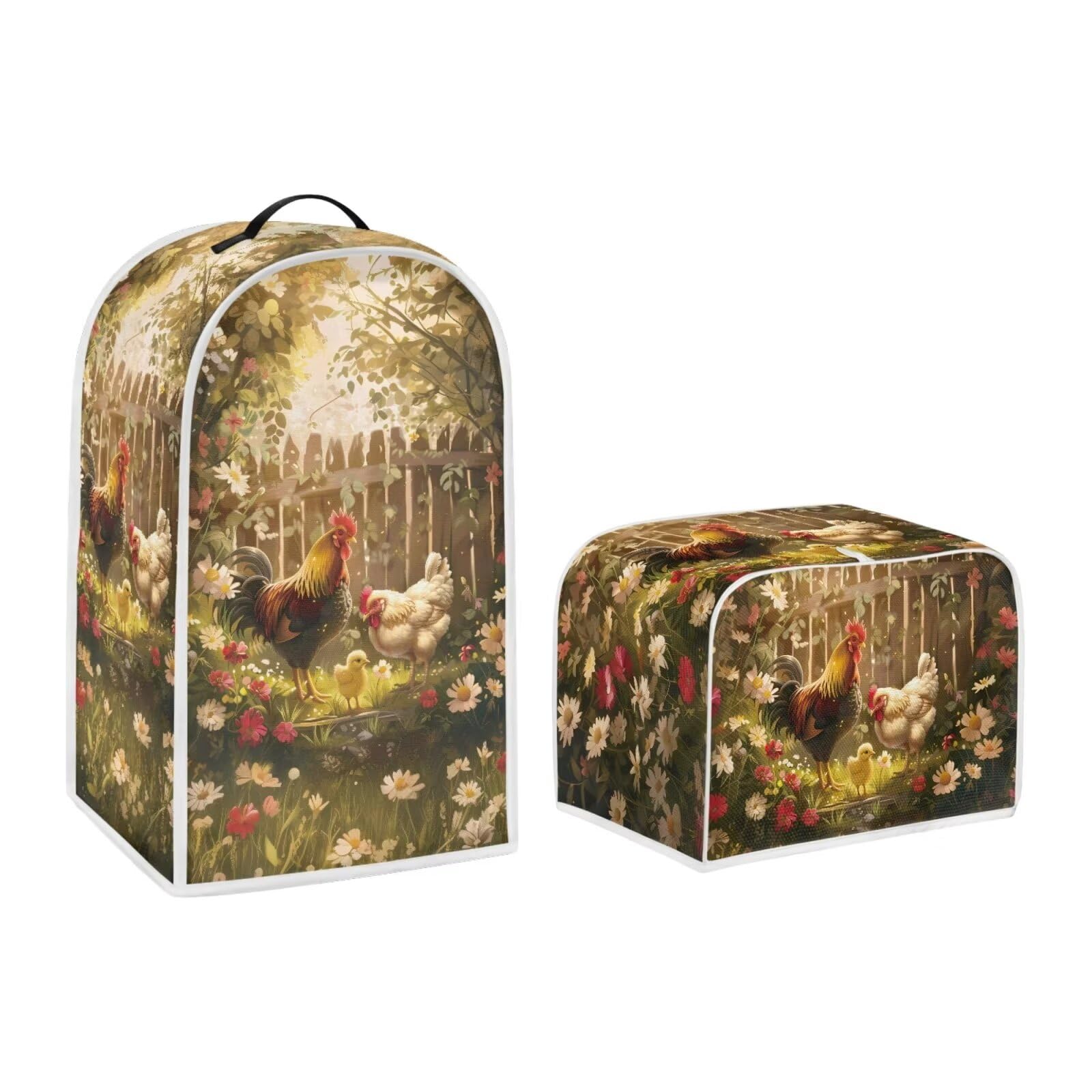 Pointodoor Chicken Toaster and Blender Cover Set Flower Washable Kitchen Small Appliance Cover Dust and Fingerprint Protection
