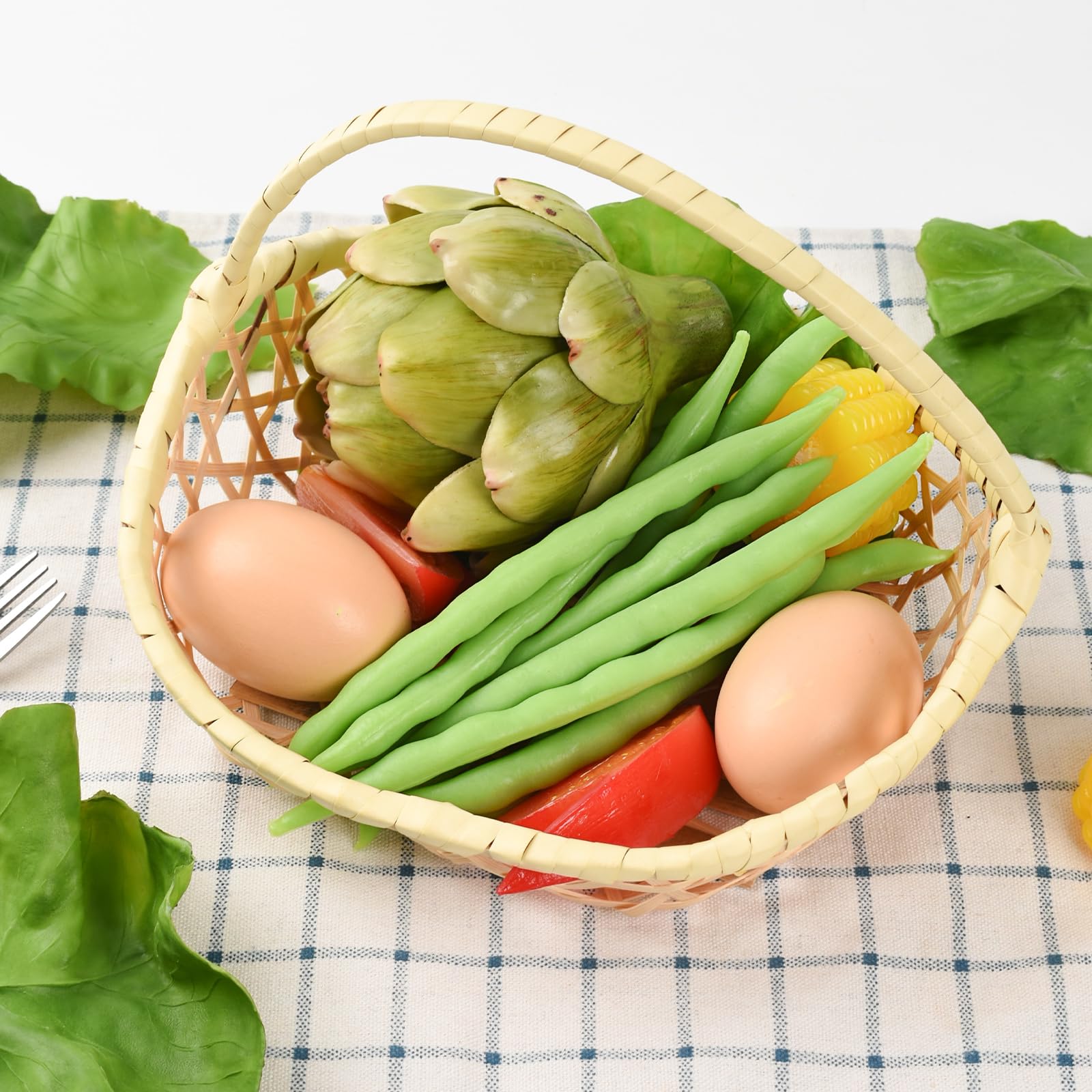 Luckforest Artificial Green Beans, 8Pcs Simulation Green Beans Realistic Vegetable String Bean Models for Home Kitchen Decor Food Model Market Display Props