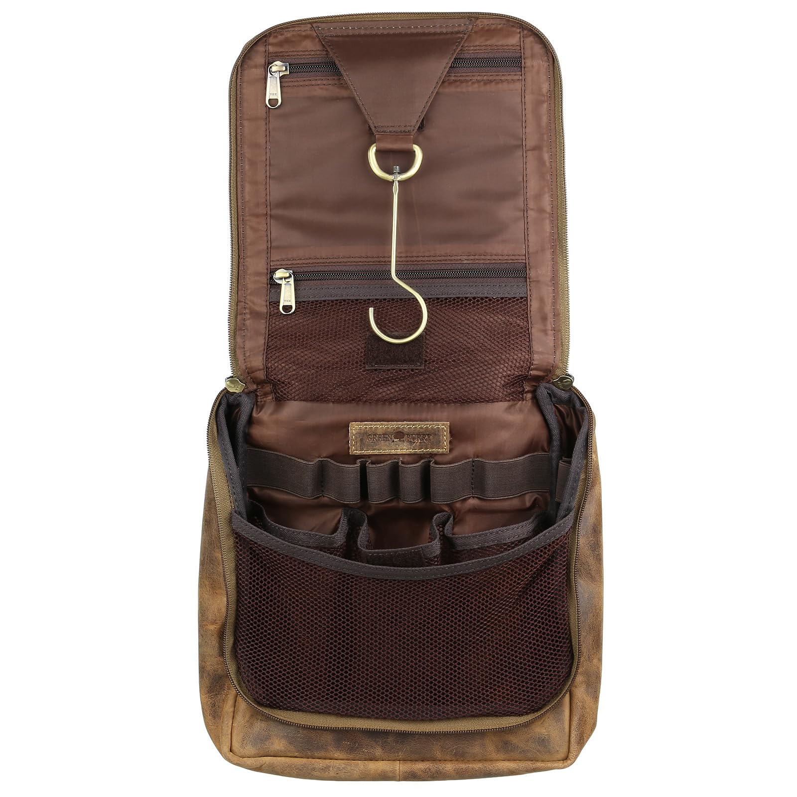 Greenburry - Vintage Kosmetiktasche Rindsleder Reisezubehör 1735-25, Braun, Einheitsgröße