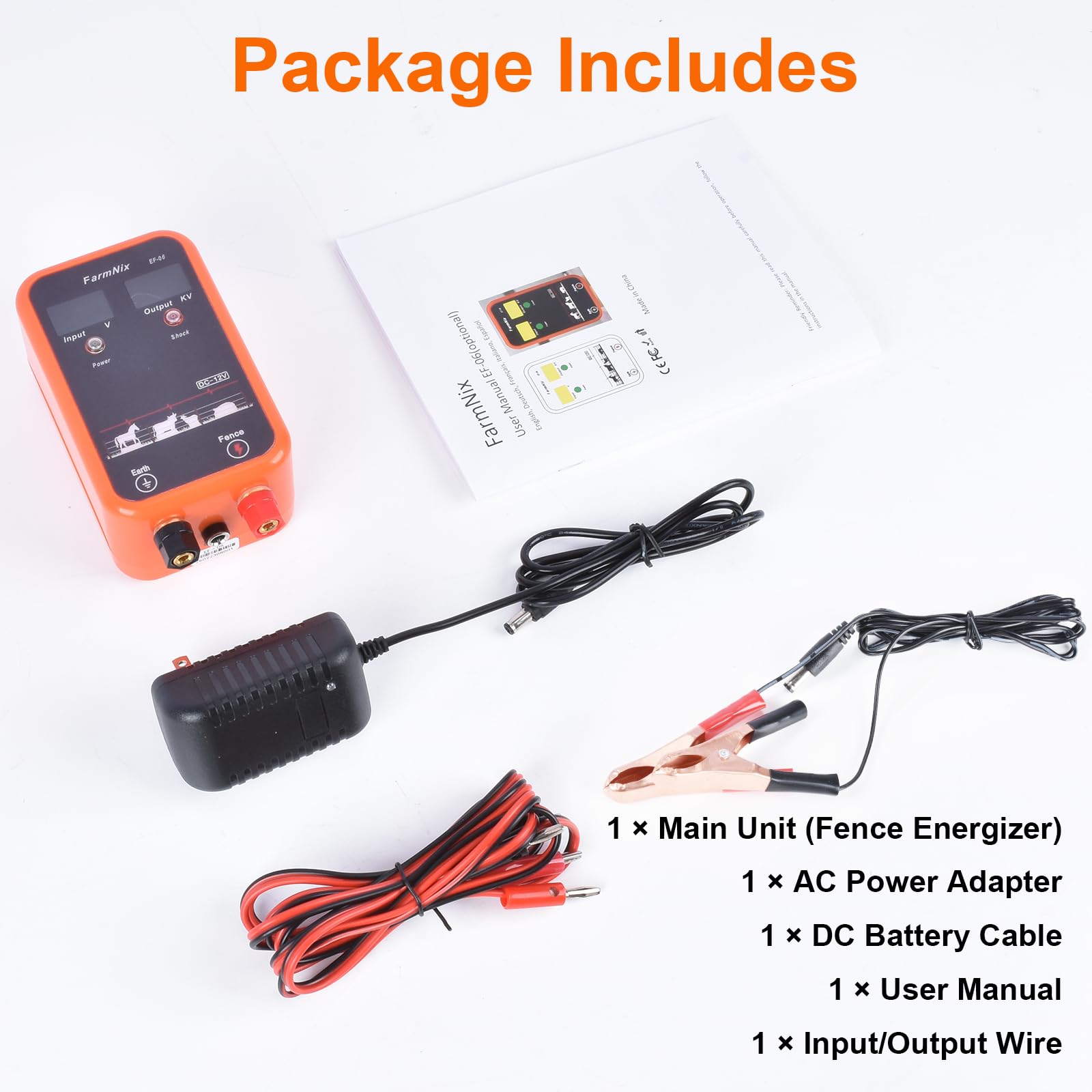 Energizador de Cerca Eléctrica 12V con pantalla LED digital, 1J 230V para alcance 8 KM, para animales pequeños, aves y mascotas, ideal para jardín, granja y pasto