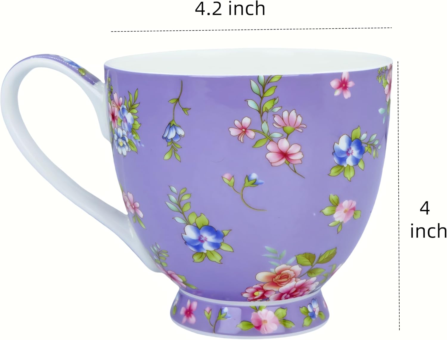 16oz Bone China Floral Mug Bone China Coffee Mugs Bone Teacup Christmas Mugs Birthday Gifts for Women Mom Friends Coworker - Image 2