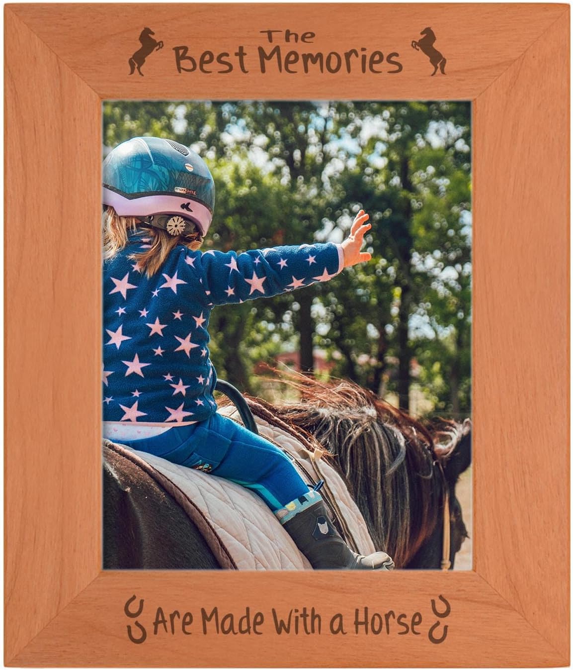ThisWear Sentimental Photo Frame The Best Memories Are Made With A Horse Wood Engraved 8x10 Portrait Picture Frame