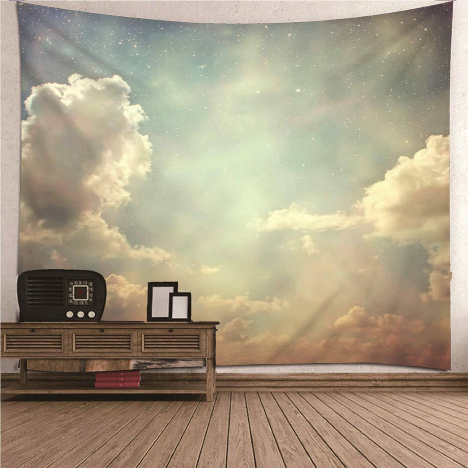 KnSam Tapiz de pared de cielo para salón, decoración de poliéster 150x130 cm