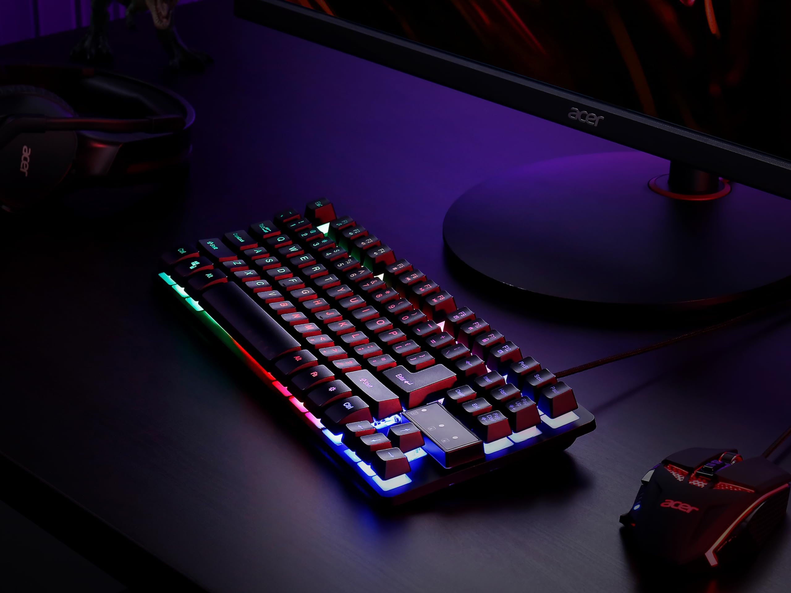 acer Nitro Tastiera TKL, Tastiera Gaming USB Retroilluminata con 3 zone, 4 livelli di luminosità, 3 modalità preimpostate, Anti-Ghosting per 19 tasti, Trasportabile, QWERTY Layout Inglese, Nero