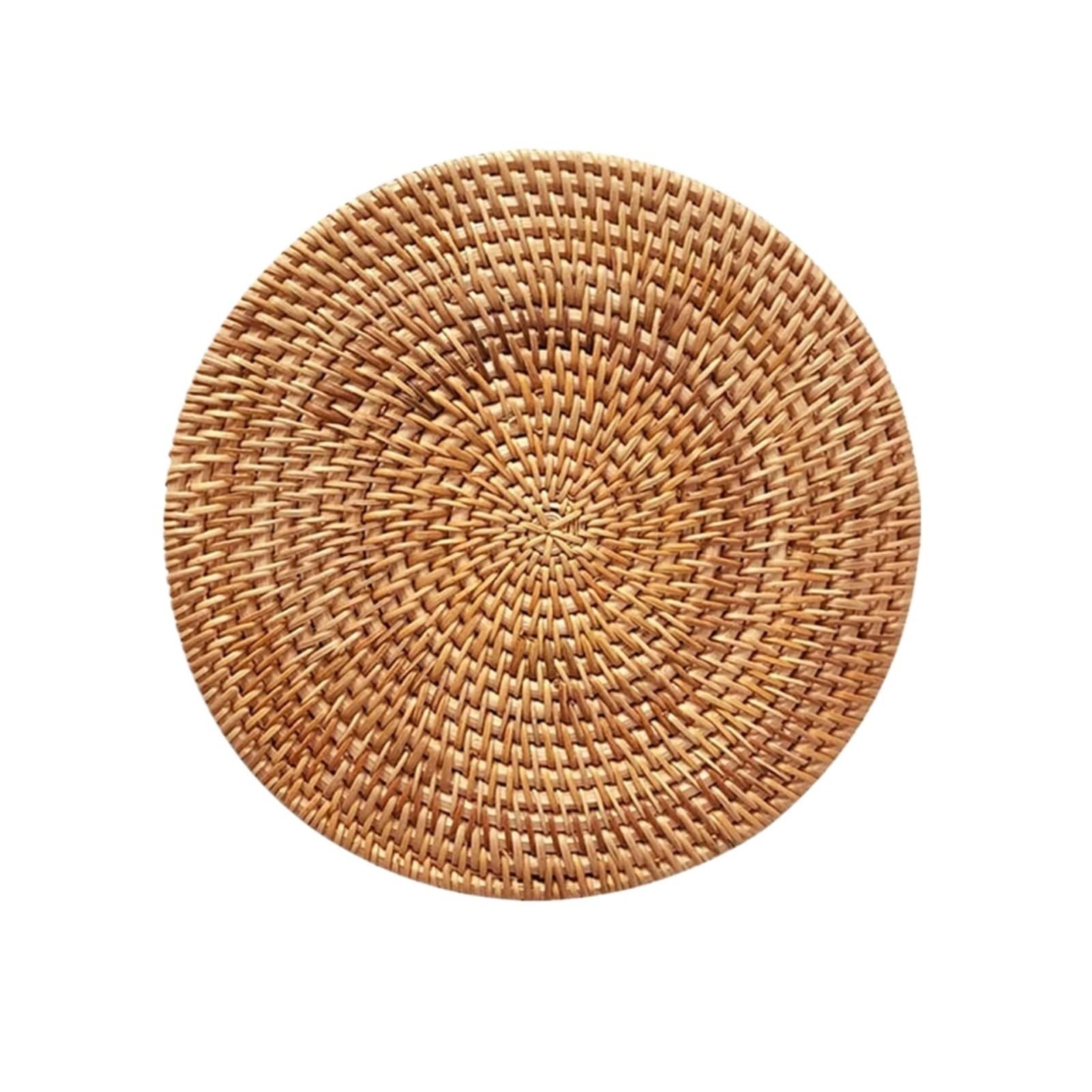 GrassWoven Placemat, 6 Rattan Placemats 10-20 cm Round Heat Insulation for Dining Table(20cm)