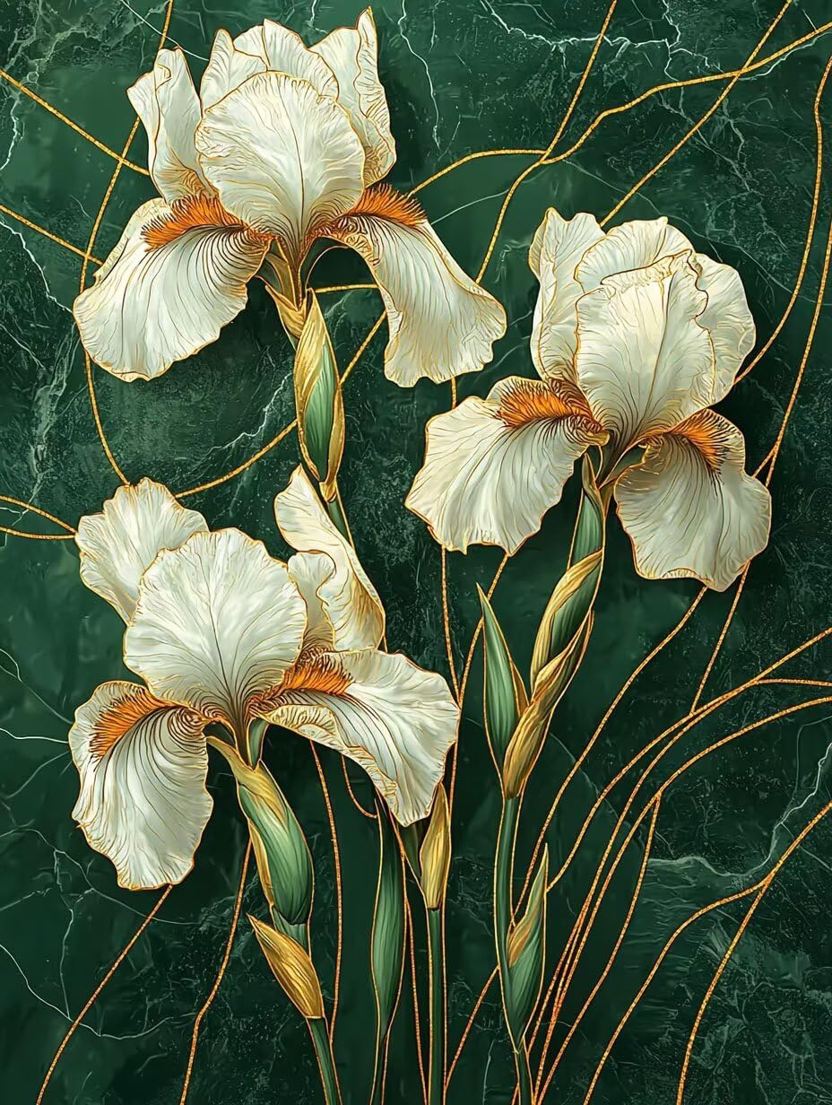 Iris e serpente bianca Dipingere con i Numeri per Adulti, 70x90cm a-1096