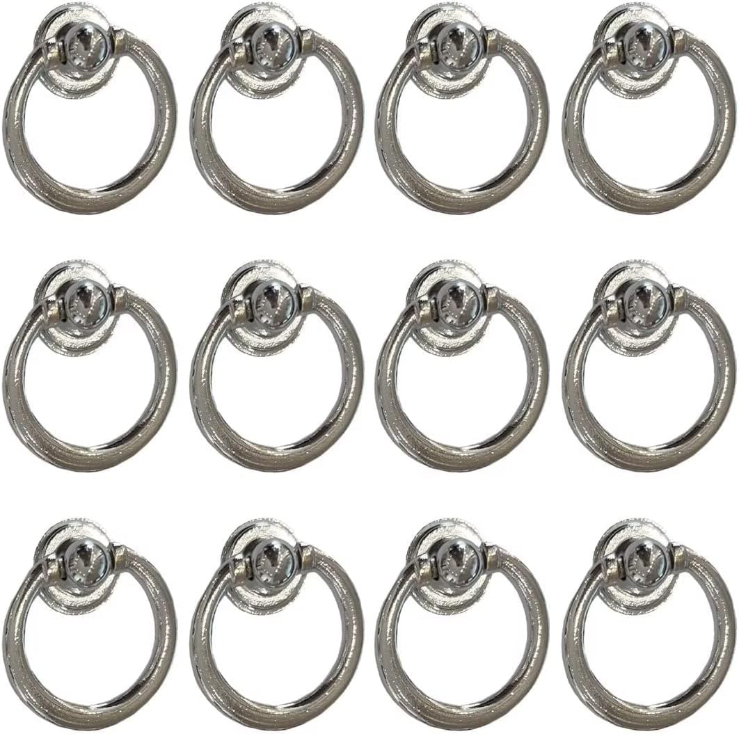 YDHSIKK Drawer Handles, Drawer Ring Pull Handles Multicolor 35-40mm Diameter Pack of 12(Chrome Plated,40mm Diameter)