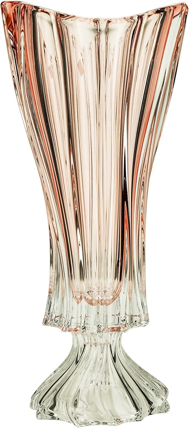 Bohemia AU52037, 16-Inch Pink Plantica Crystal Vase, Decorative Centerpiece Bud Vase