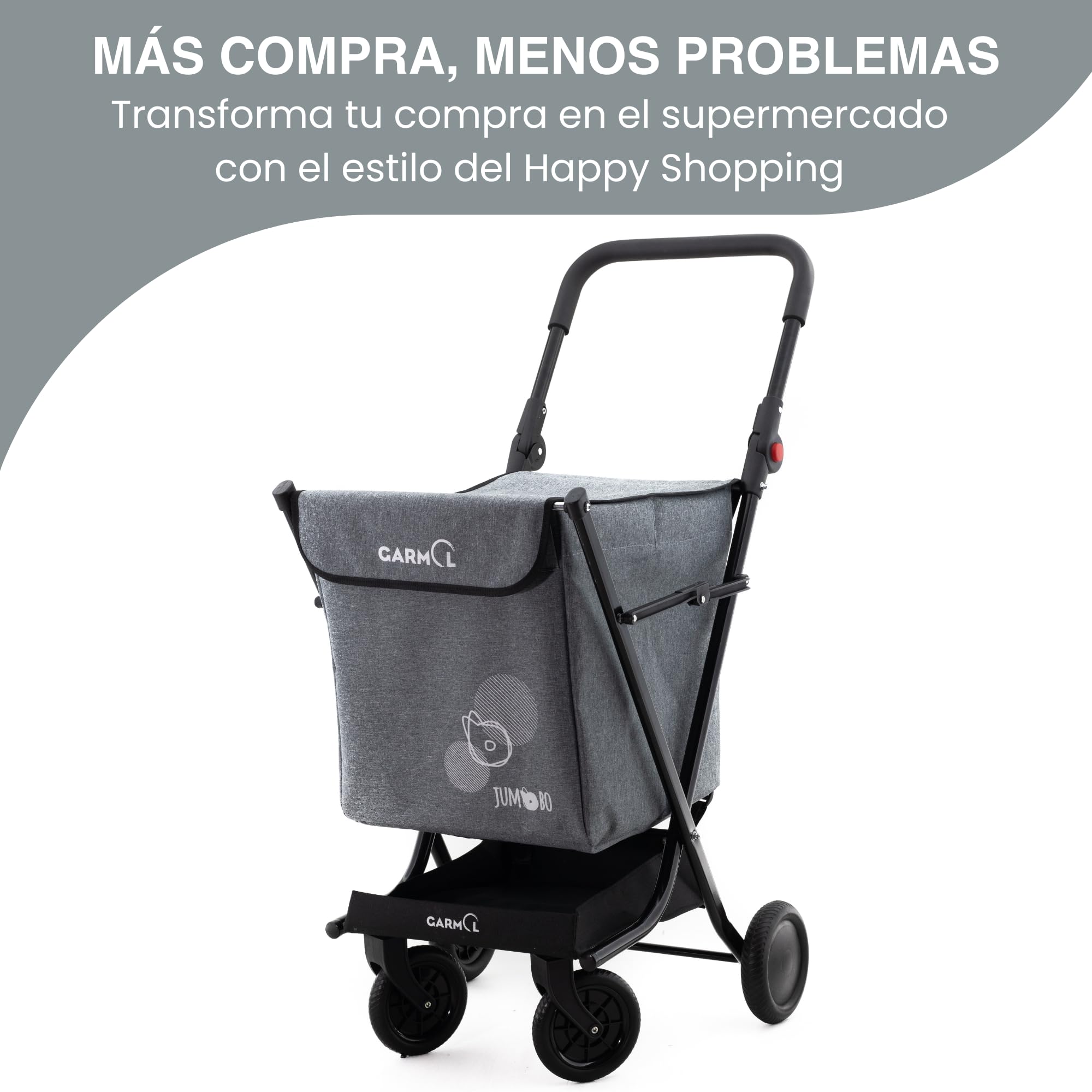 GARMOL Carro de la Compra Plegable 66 litros | Carro de la Compra 4 Ruedas Gran Capacidad | Carrito Compra 4 Ruedas Plegable Color Gris