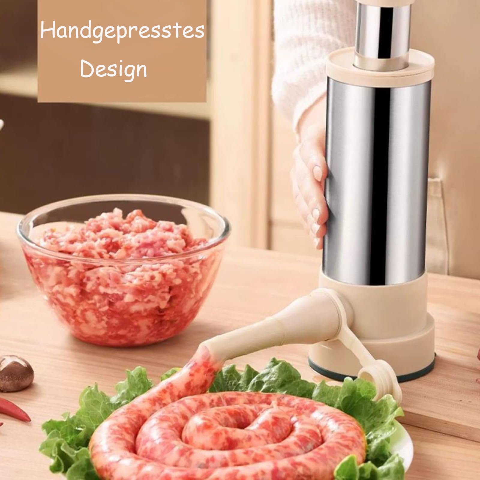 Riempitrice per Salsicce in Acciaio Inox,Macchina per Insaccatrice Manuale Strumento per Riempire Salsicce Insaccatrice per Salsiccia con Imbuto per Salsiccia,per Carne Riempitrice per Salu