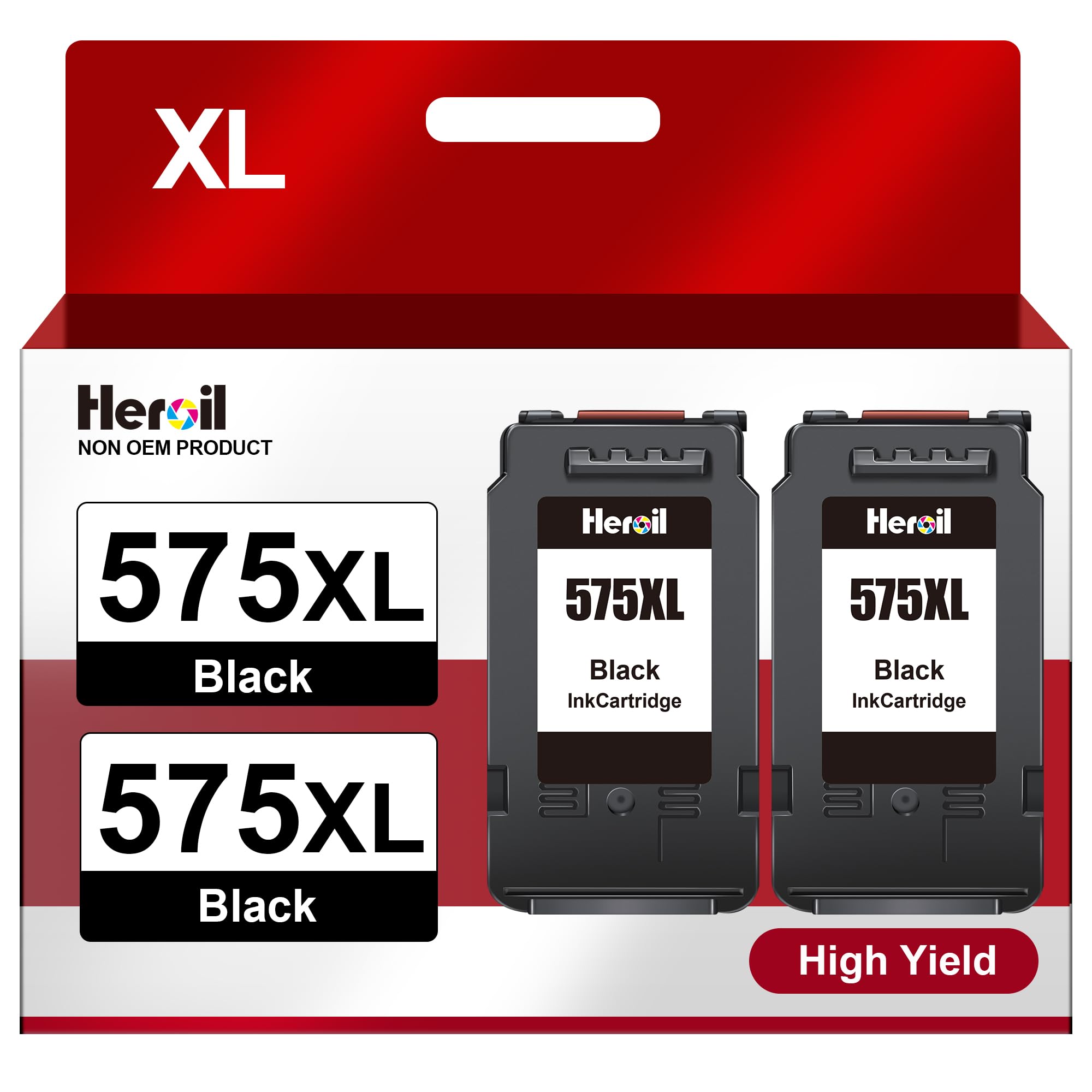 Heroil PG-575 PG-575XL Nero Cartucce d'inchiostro Sostituzione per Canon 575 XL PG 575 PG-575 PG575XL per PIXMA TS3550i TS3551i TS3750i S3751i TS3752i TR4750i TR4751i TR4755i (575XL Nero,2-Pack)
