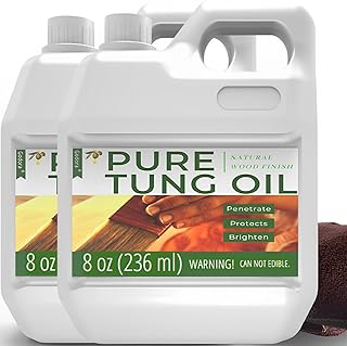 Godora 2pcs 8OZ Waterproof Tung Oil for Wood Finishing with Towel, 100% Natural Pure Tung Oil with Good Penetration for Indoor and Outdoor, for Bare Wood Such as Wood Furniture, Wood Floor