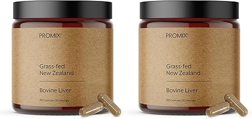 Miniatura 7 de ProMix Nutrition Suplemento de hígado de carne cruda alimentado con hierba, multivitamínico - Vitamina A biodisponible, B12, D3, hierro hemo - 180