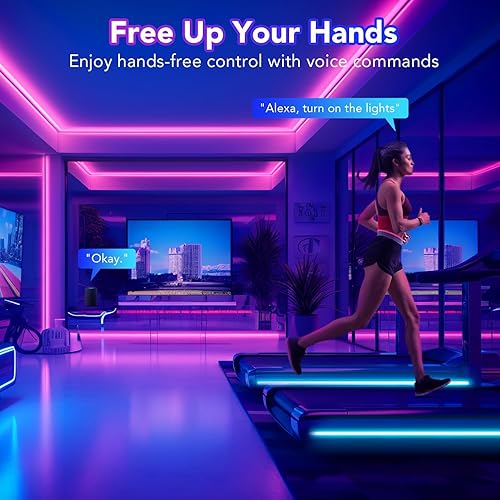 Miniatura 6 de Meijiajia Tira de luces LED, luces LED de neón RGB de 32.8 pies, control de aplicación de 24 V, sincronización de música, cuerda de luz que cambia