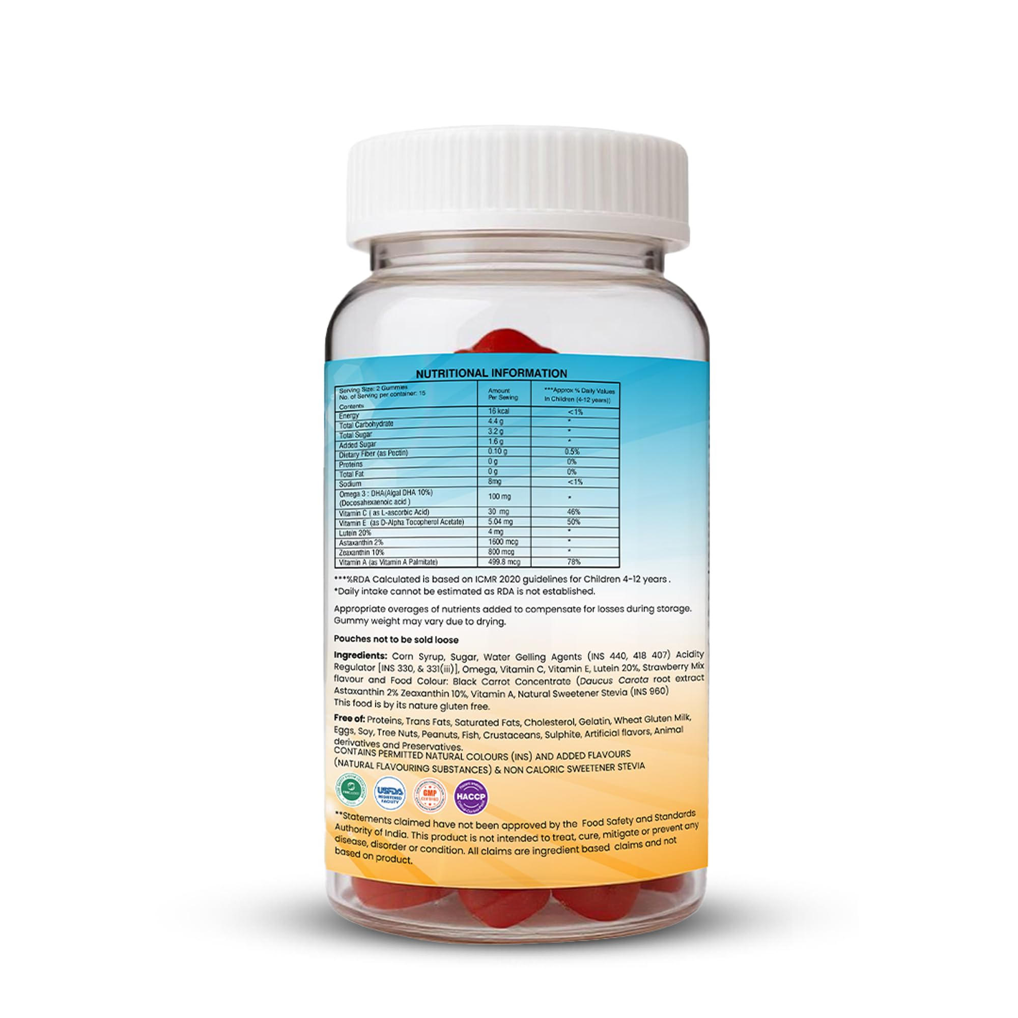 Isotine Eye Gummy for Kids | Daily Eye Nutrition with Lutein, Zeaxanthin, Astaxanthin & Omega | Supports Visual Comfort from Screen Use | Kids-Friendly Formula | Strawberry Flavour | Gluten Free - Image 2 thumbnail