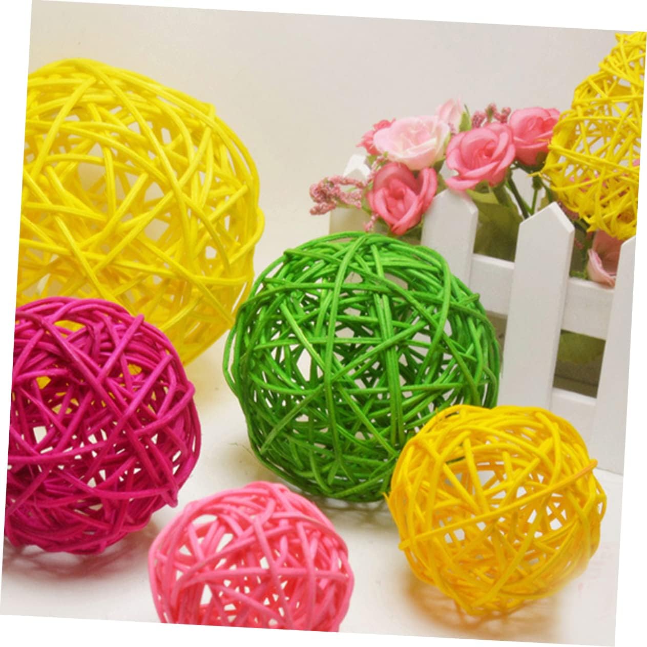 3sets Decorative Rattan Balls Creative DIY Crafts for Home Decor Wedding Party Layout Supplies Yellow White Grey Simple Vine Balls for Unique Centerpieces 15pcs*3