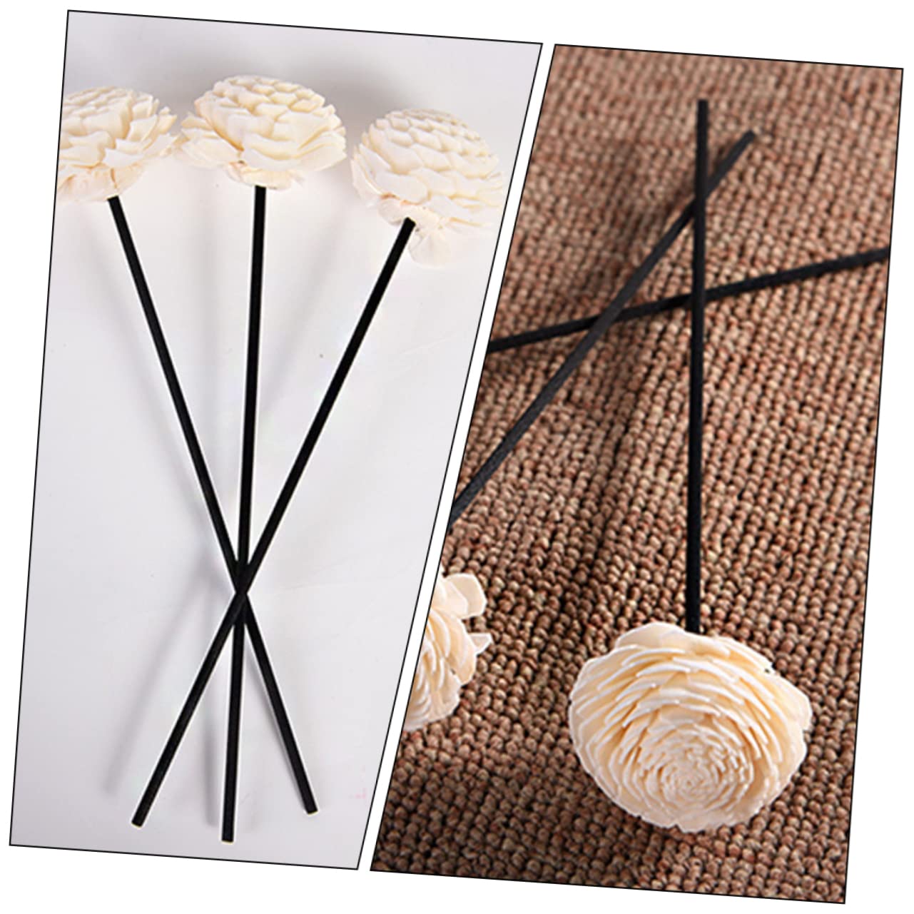 Cabilock 5pcs Rattan Diffuser Sticks for Essential Oils Natural Reeds for Home Fragrance Decorative Flower Design for Air Freshening and Relaxation