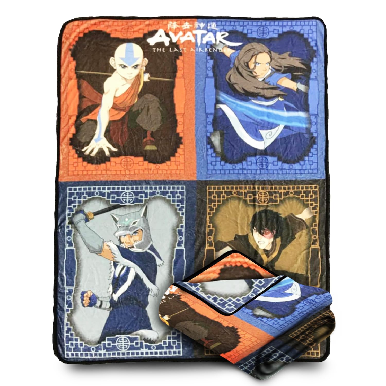 Bazillion Dreams Multicolor Nickelodeon Avatar The Last Airbender Aang Katara Sokka Zuko Fleece Throw Blanket Size 45