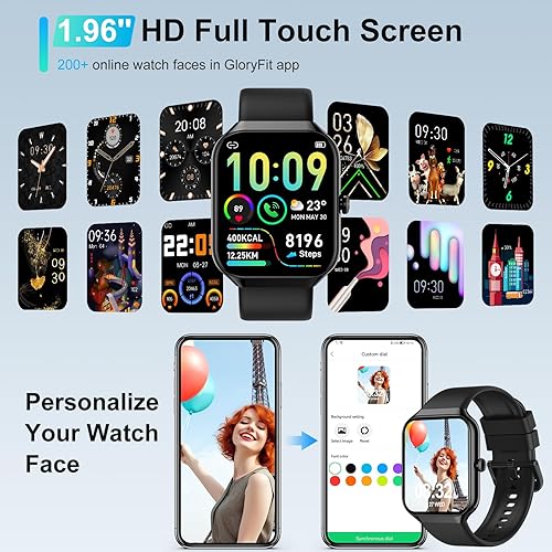 Miniatura 3 de Reloj inteligente para hombres y mujeres, responderhacer llamadas, reloj de fitness HD de 1.96 pulgadas con monitor de frecuencia cardíaca, monitor
