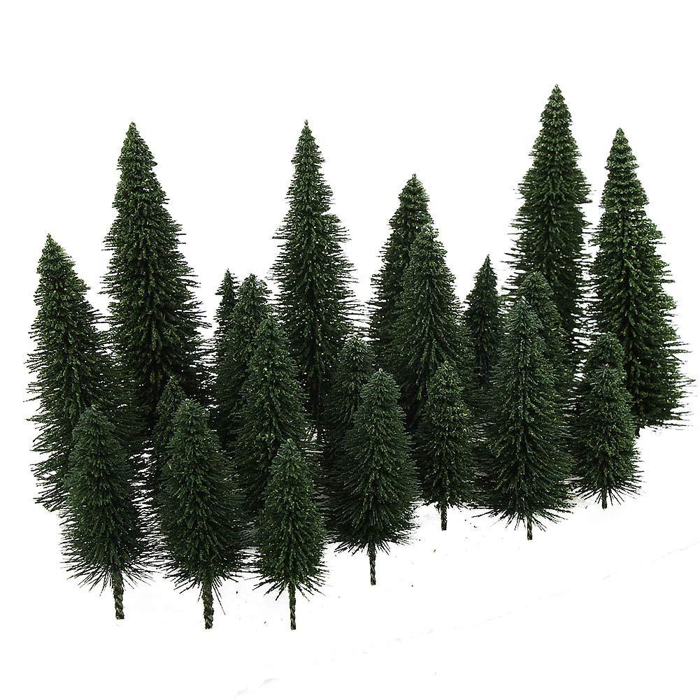 Evemodel 40pcs Pino Verde Scuro Modello Alberi di Cedro 2.05-4.96 Pollici (52-126 mm) per Modello Ferroviario Scenario Paesaggio Layout Ho OO Scala Nuovo