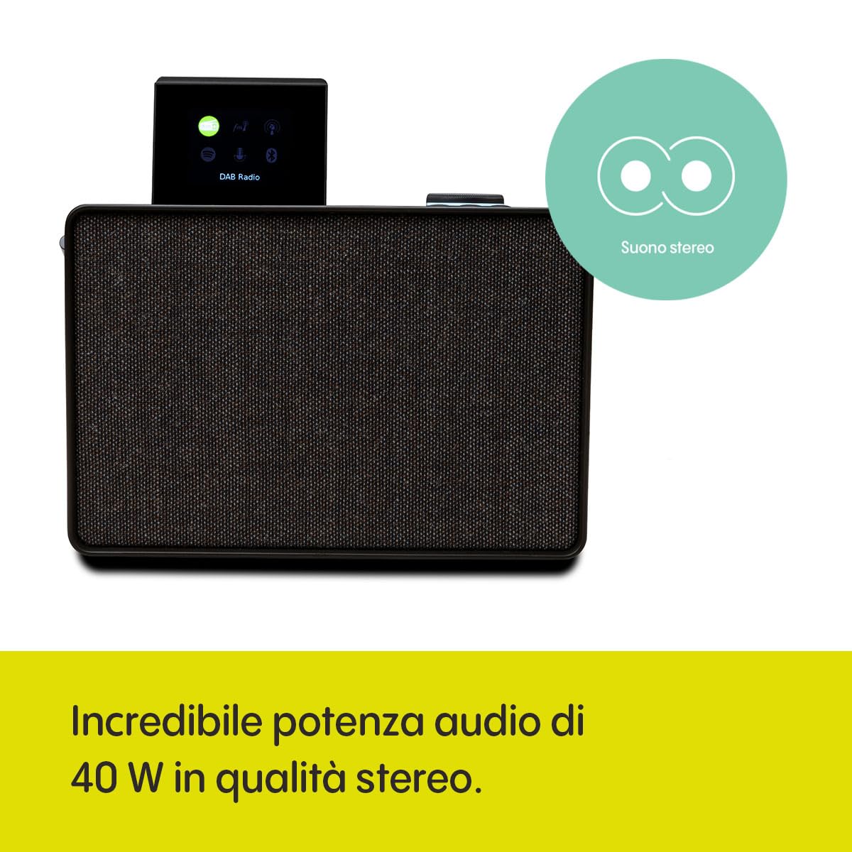 Pure Evoke Play radio DAB+/FM 40W Bluetooth internet radio Nero Caffè