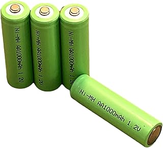 Dunamis 4pk AA Rechargeable Solar Light Batteries 1.2v NiMH AA 1000mAh - Suitable for Outdoor Garden Solar Lights ……(4pk, AA 1000mAh - Green Cell)