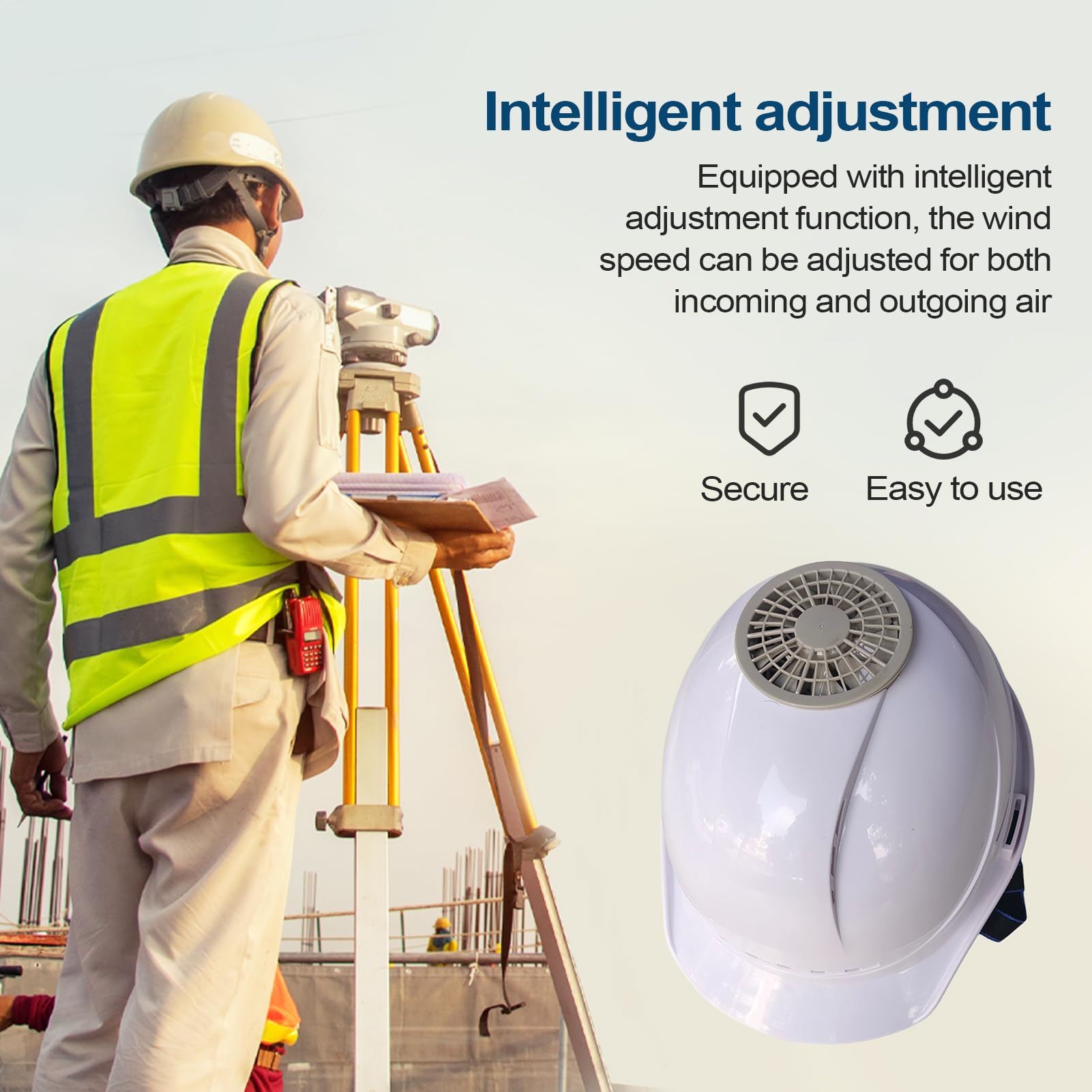 Ventilateur de casque de sécurité, casque de construction avec ventilateur | Casquettes ventilées réglables, équipement de protection de la tête pour femmes, hommes et travailleurs de plein