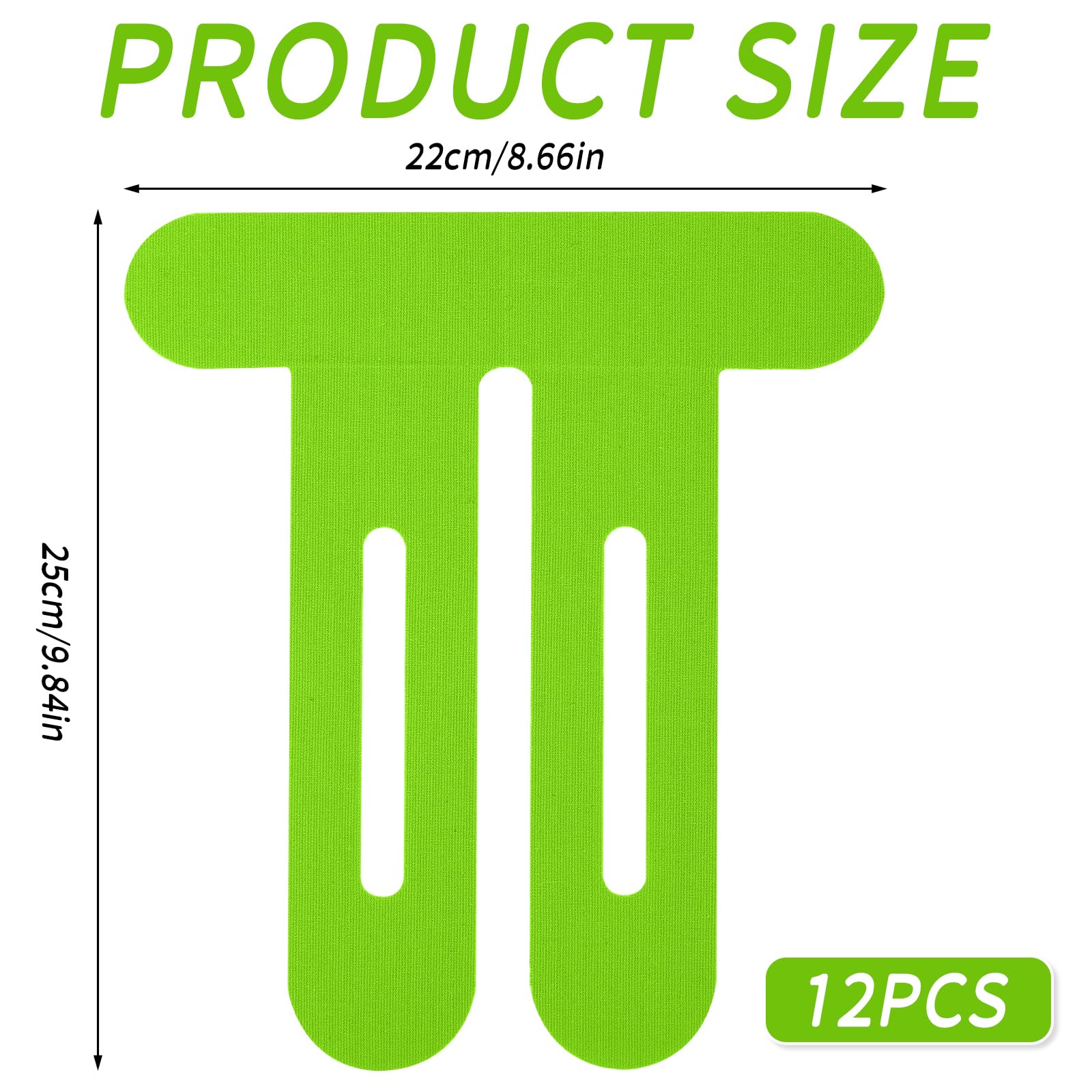 12pcs Precut Kinesiology Tape for Knees, Breathable & Waterproof Knee Support Tape Strips Latex-Free Elastic Athletic Stickers for Knee Comfort, Stability & Muscle Support Patches (Green)