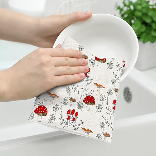 Miniatura 3 de Juego de 2 toallas decorativas de cocina con forma de hongo, decoración de cocina de hongos, toallas de mano suaves y absorbentes, para secar la