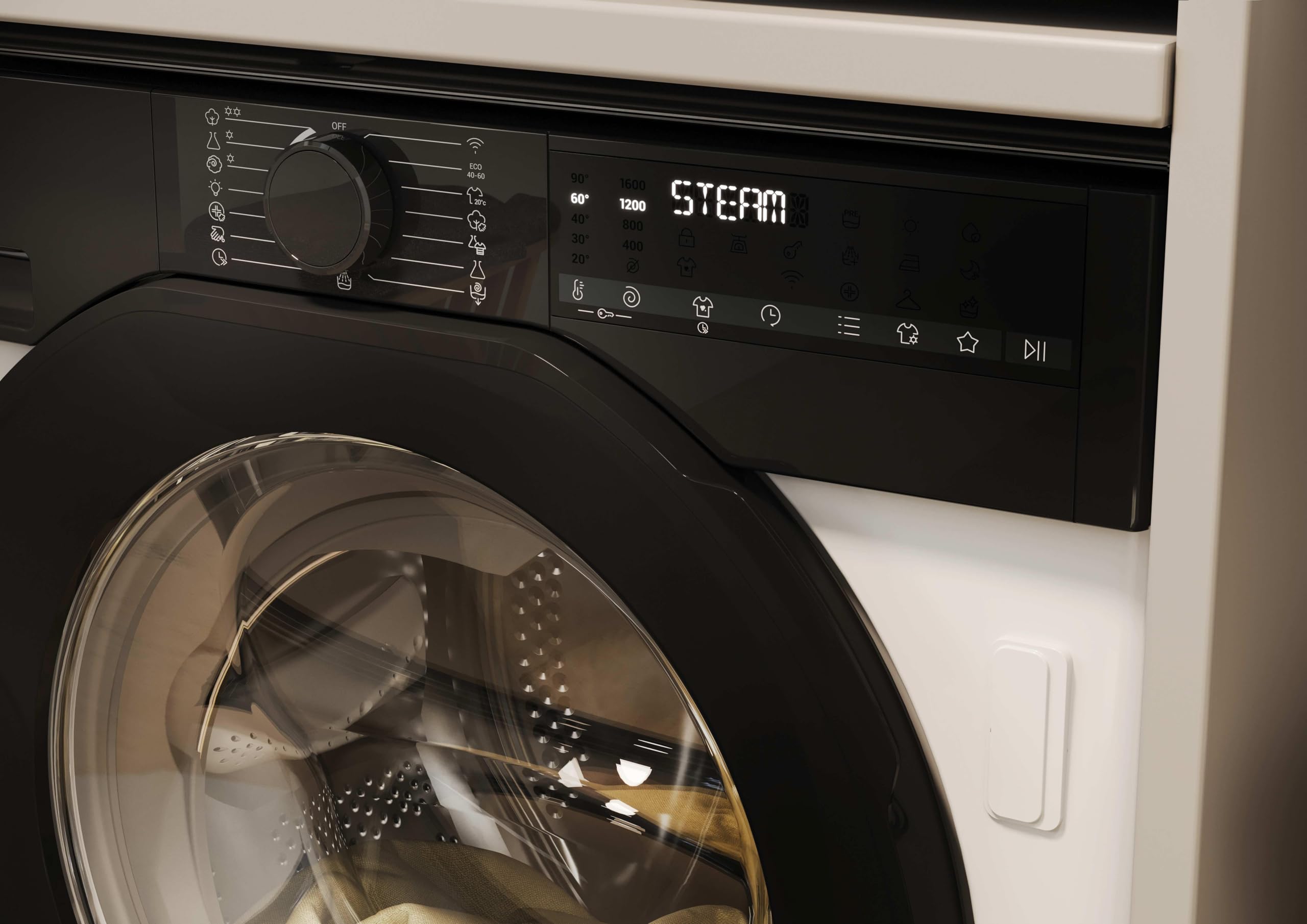 Haier BHA6S69M6DB9J-S - Lavadora Integrable Carga Frontal9KG, Clase A -30%, Función Vapor, Motor Inverter, Display Digital, 1600 RPM, Fin Diferido, Integración, 16 Programas, Blanco