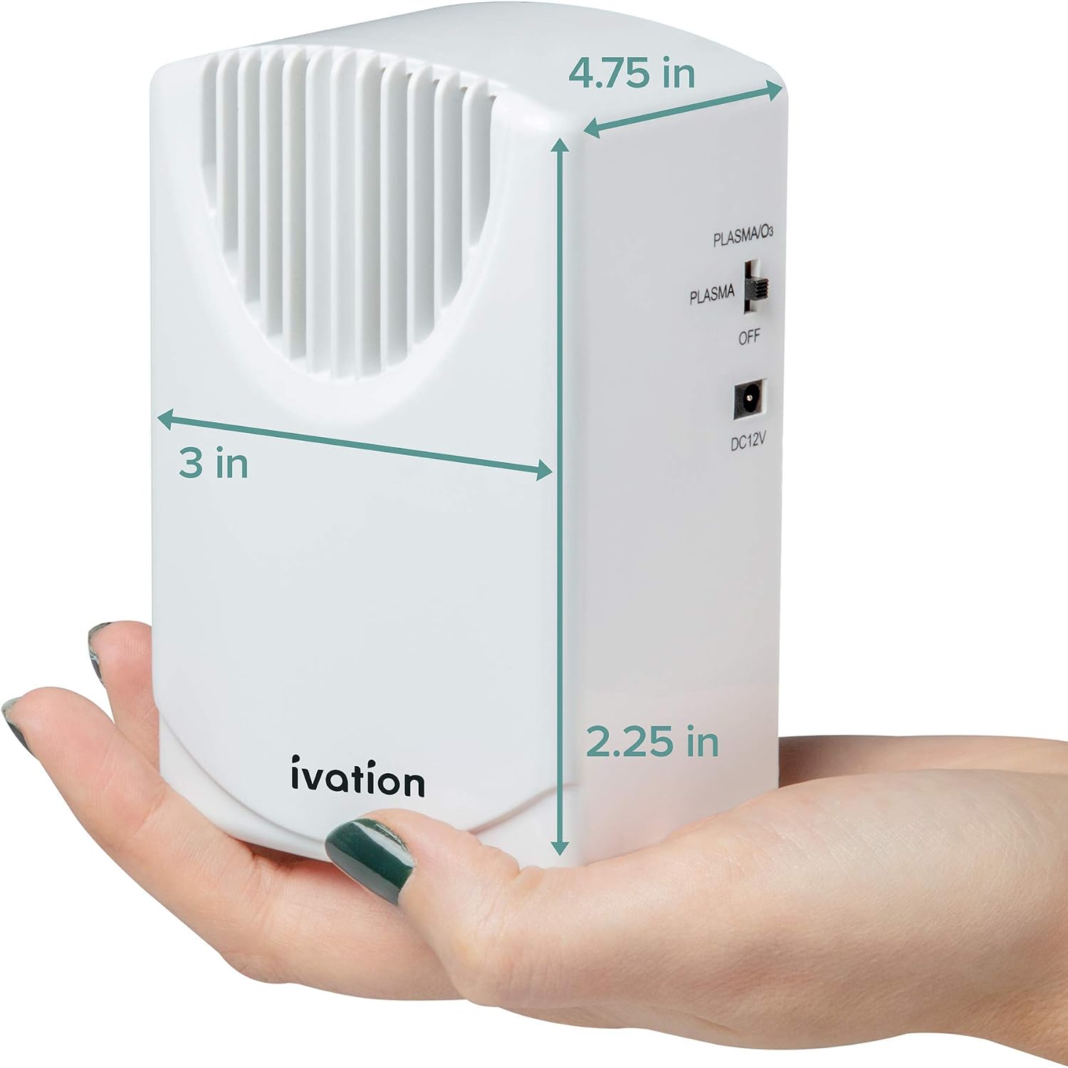 Ivation Vehicle Air Cleaner Ozone & Plasma Generator 300 MG/H, Air Ionizer & Odor Eradicator with Home & Car Power Cords, Eliminates Odors and Pollutants for areas Up to 2,500 Sq/Ft