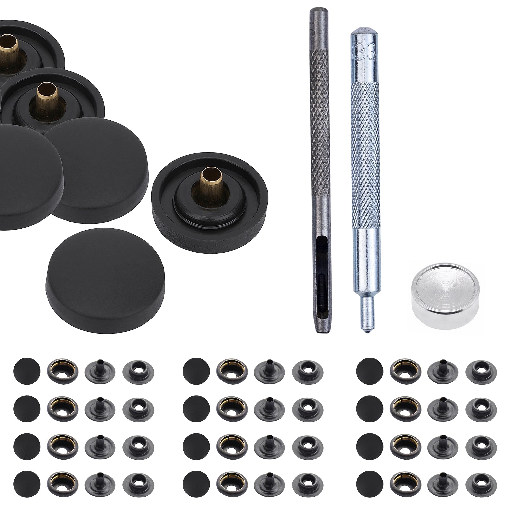 Trimming Shop Bottoni a Pressione da 15 mm con Chiusura a Scatto in plastica con Chiusura Posteriore in Metallo Nero, per lavori Fai da Te, Giacche, Borse, Borse, Neri, Set da 1000 Pezzi