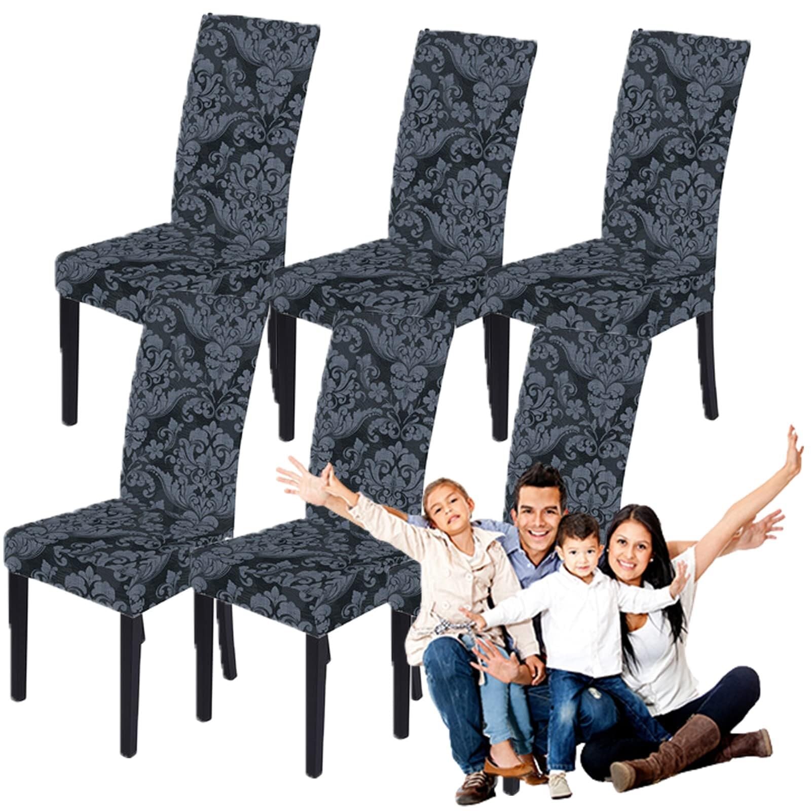 NMVAWIPT Stretchable Polyester-Spandex Dining Chair Covers Non-Slip Elastic Slipcovers For Room Banquet Hotel(1#,6pcs)