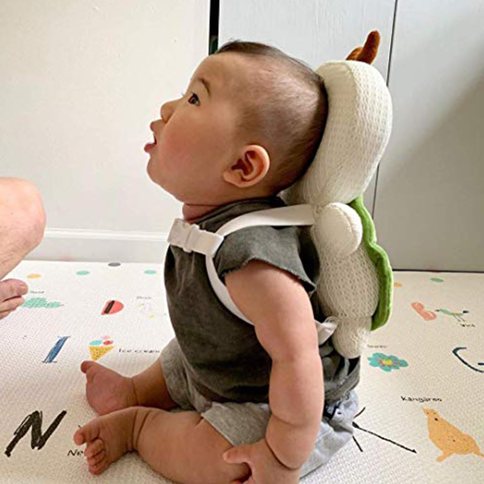 Bebamour Baby Protection de la tête Oreiller de Soutien pour la tête du bébé Doux et Respirant Oreillers Anti-Chute pour bébé (Green Turtle)