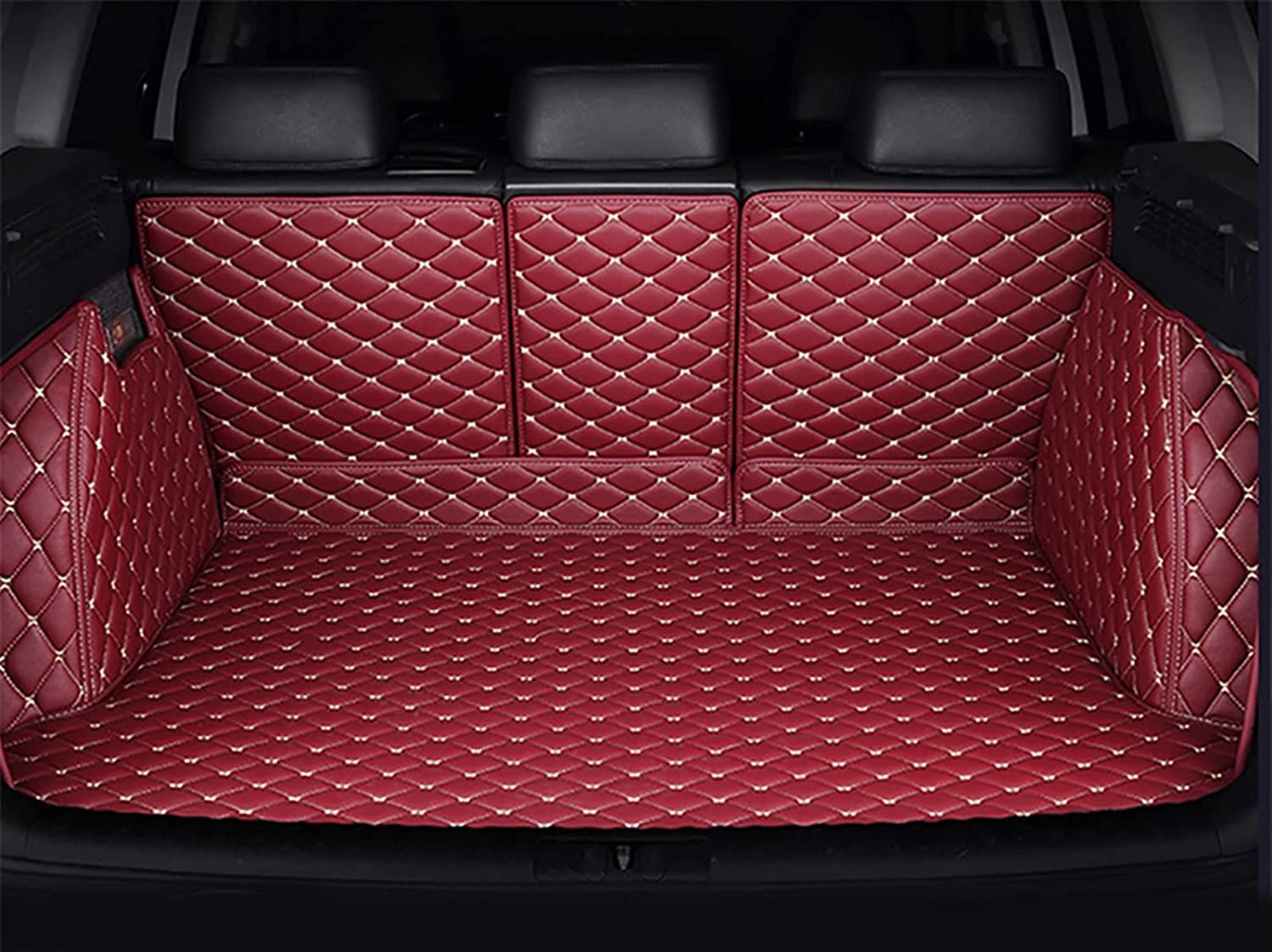 Alfombrillas Maletero Coche para Toyota Land Cruiser 7seats 2010-2015,Equipaje Cargo Liner ProteccióN Alfombra Interior Styling Accesorios,Beige-White-Panel