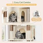 Globlazer Large Cat Tree Tower, 80inch XXL Tall Cat Tree for Multiple Indoor Cats Large Adult Kittens with Scratching Posts and Board, 3 Soft Baskets, 2 Plush Perches, 2 Cozy Condos, S80G, Beige