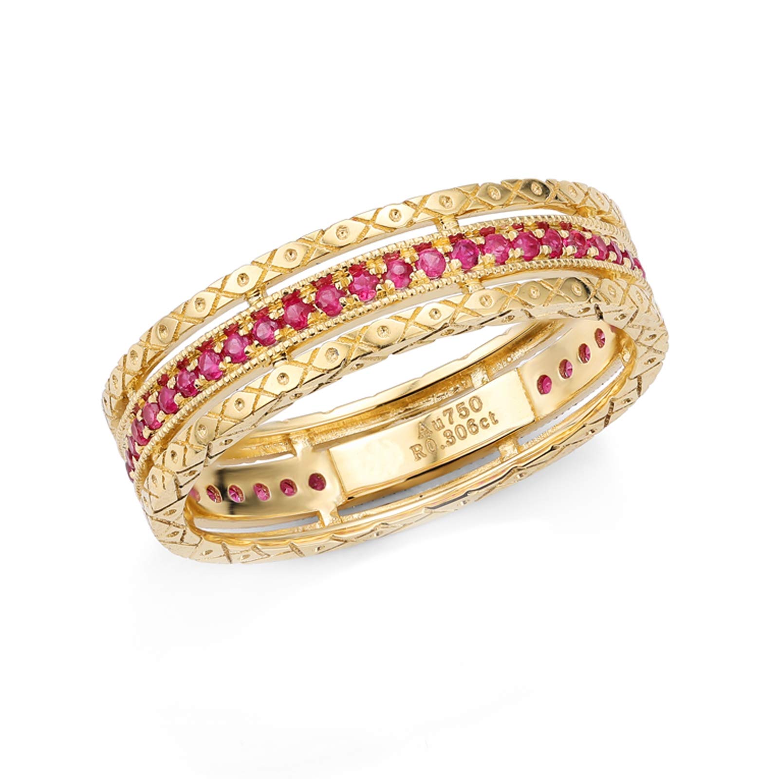 Beydodo Pierścionek zaręczynowy 18 K 750 ze szmaragdowym / szafirem / rubin damski złoty pierścionek ślubny e 18 karatów (750) żółte złoto, 60 (19,1), colore: czerwony, cod. TLLWGZ4982