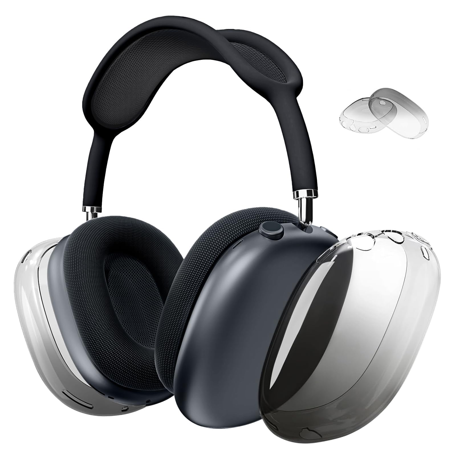 Case Cover for AirPods Max Headphones, Clear Purple Soft TPU Skin Anti-Scratch, Transparent Accessories Ultra Protective Cover for Apple for AirPods (2024/2020),Gradient Black