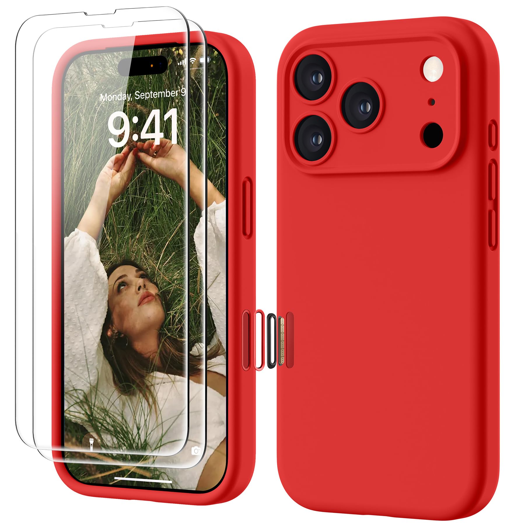 GOODVISH 17 Pro Case with Camera Control Button with 2 Silicone Screen Protectors, Camera Protector, Soft Microfiber Lining, Shock Resistant, 360°