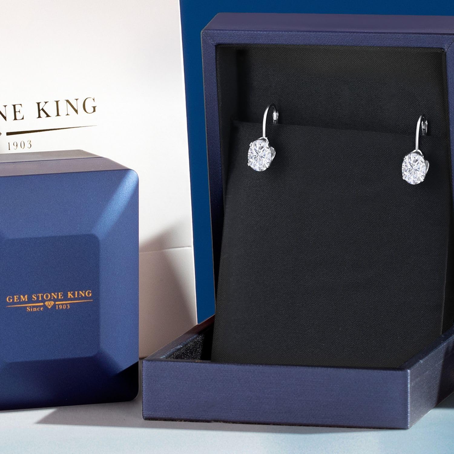 Gem Stone King 8X6MM Oval Drop Dangle Earrings for Women | 925 Sterling Silver | Genuine Gemstone Birthstone Leverback Earrings | Fine Jewelry Gifts for Her Mom Women Wife - Image 5