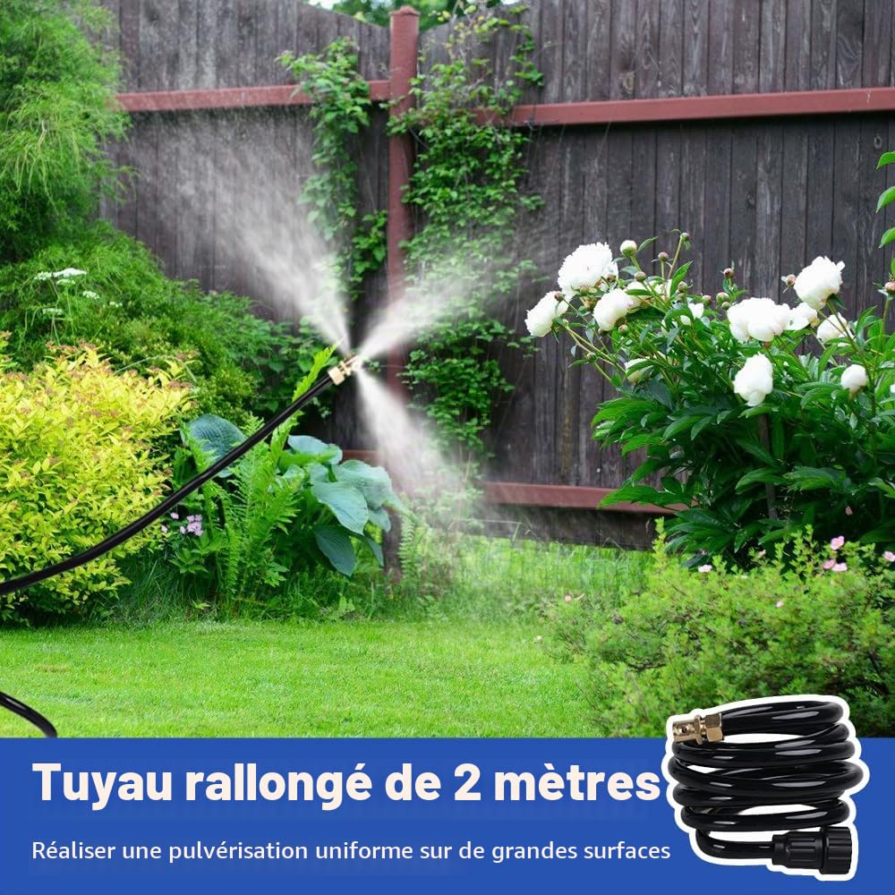Kit Brumisateur Terrasse, Kit de Brumisation pour Tuyau d'arrosage Extérieur, Support de Refroidissement Pliable pour Jardin, Système d'arrosage Portable pour Bain d'oiseaux et Parc Aquatique