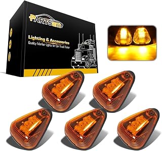 Partsam 5Pcs Cab Marker Lights, Amber Led Roof Running Lights, Top Clearance Lights Assembly 16LED Compatible with F250 F350 F450 F550 Cab Lights 1999-2016/E350 E450 2017 2018 Super Duty Pickup Truck