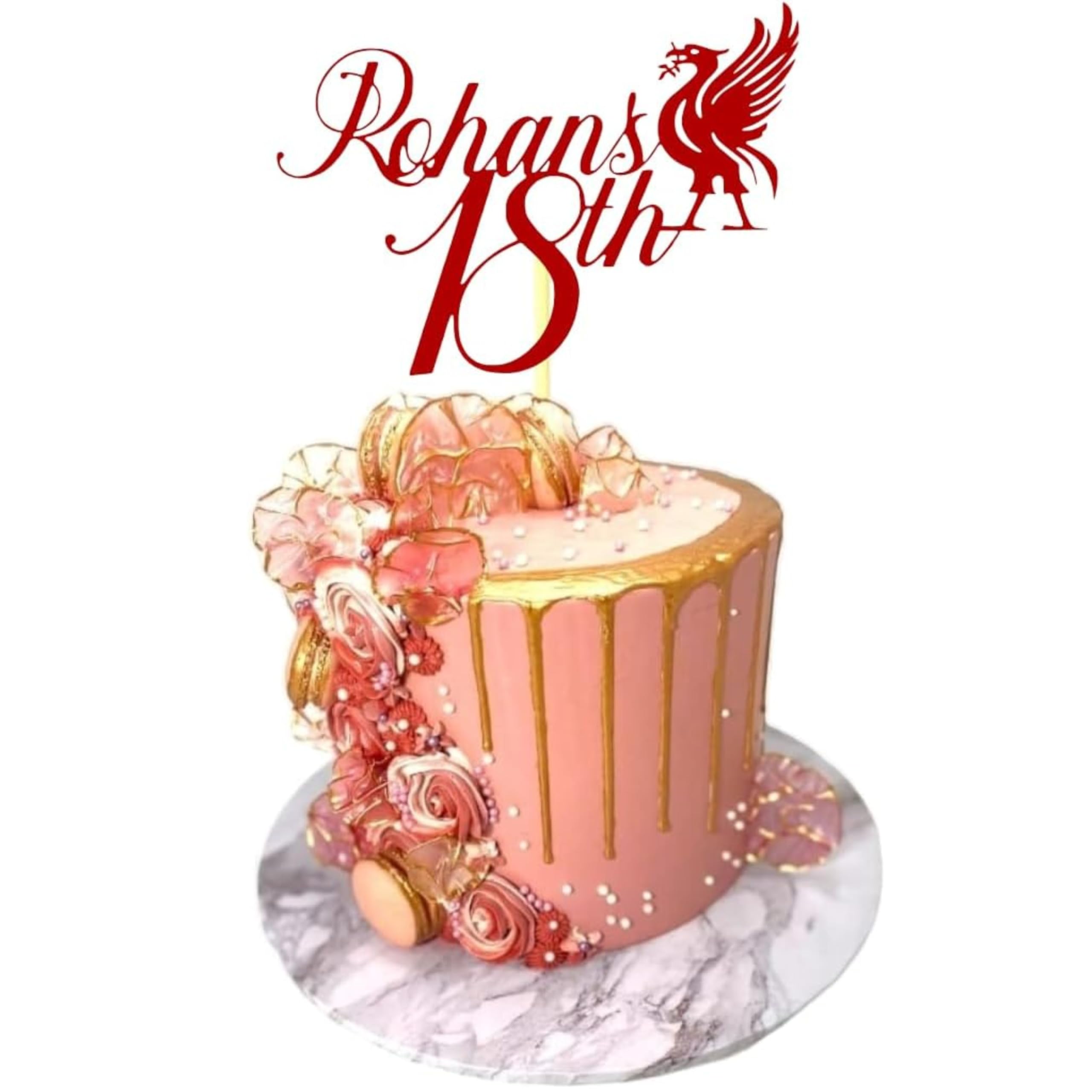 Liverbird Happy Birthday Cake Topper, By 3 Little Desserts, Football Toppers (RED)