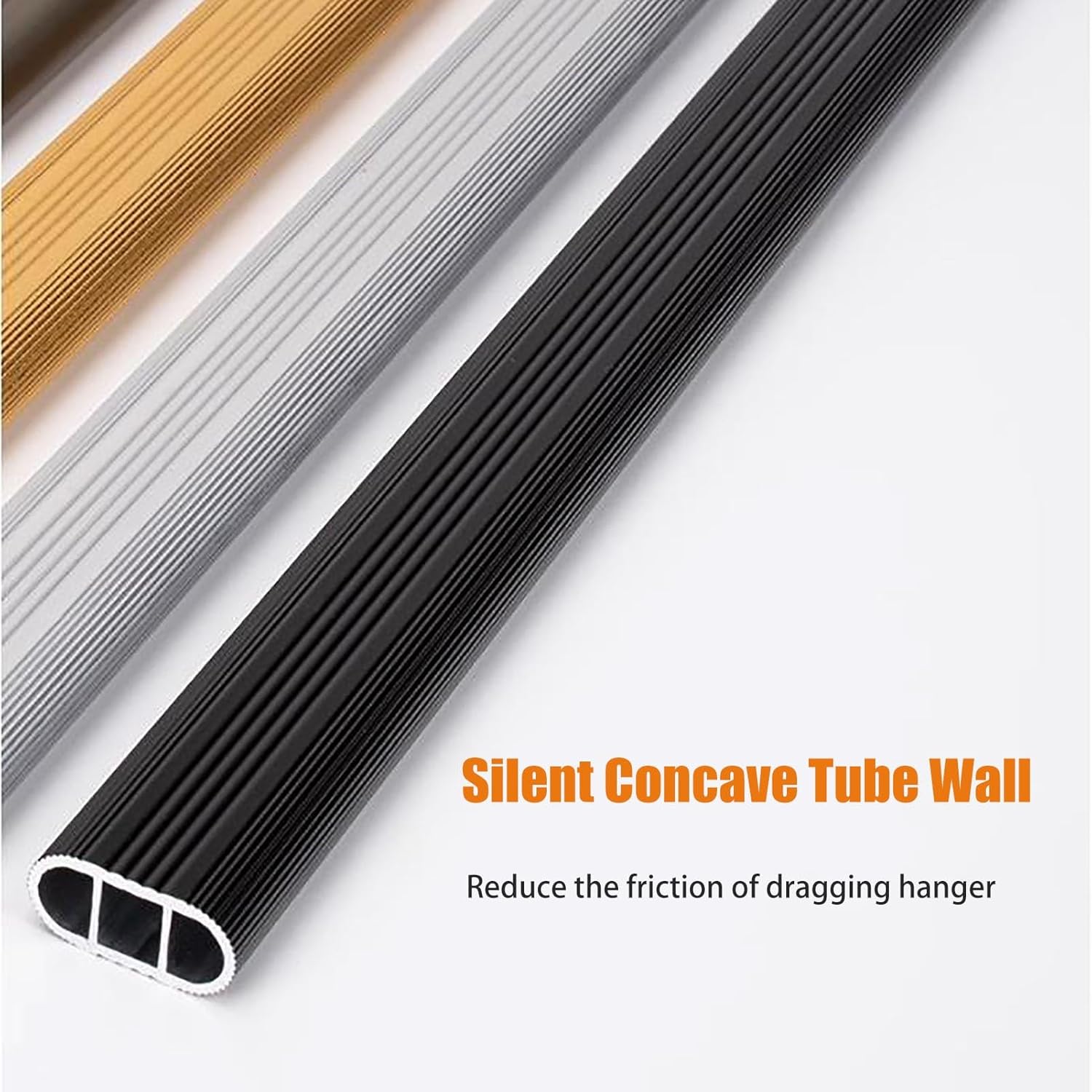 Aluminum Alloy Shelf and Closet Rod Brackets, 2mm Thick Anti-Rust Metal Closet Rod, Heavy Duty Closet Rod Closet Rod with 2 Flanged Sockets, Can Customize The Size of The Closet Rod (Color: