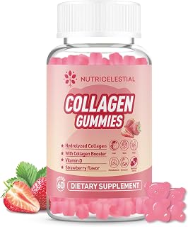 Collagen Gummies - Hydrolyzed Collagen with Vitamin D & Biotin, 60 Strawberry Gummies, May Support Skin, Hair, Nails, Immune & Joint Health - Non-GMO, Gluten & Dairy-Free