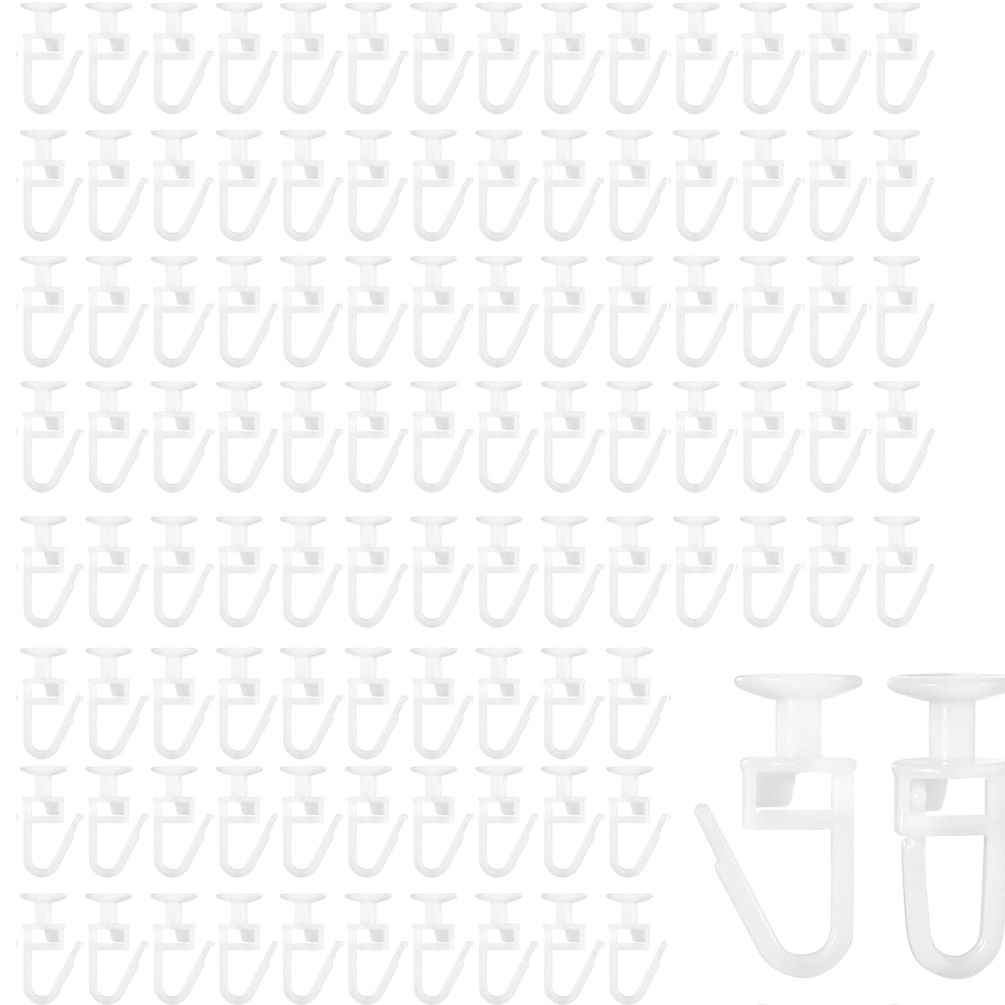 Dwuent White 100Pcs Plastic Curtain Hooks - 25Mm Durable Glider Clips For Caravan, Campervan & Home Curtain Tracks, Universal Sliding Hooks (Reusable, Effortless Installation)