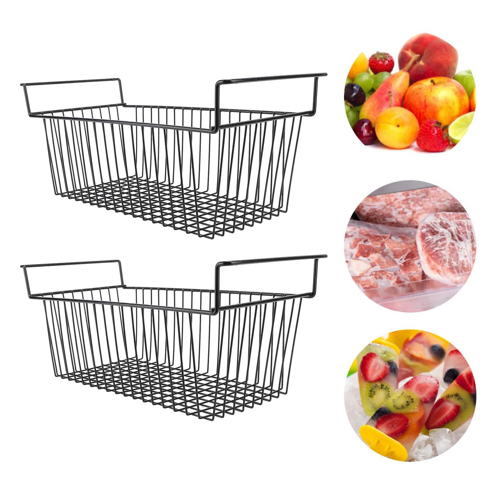 Zerodis Steel Wire Freezer Organizer Bins 4 Pack, Stackable Chest Deep Freezer Basket With Handle For 7 Cu.Ft Freezer, Storing Food With Easy To (L70cm X W30cm X H27cm(8.5cm Handle)) on Fridge.com - View 6