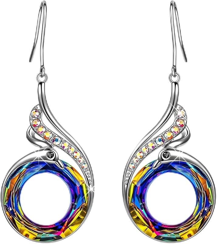 Pendientes colgantes Kate Lynn Rise From the Ashes Phoenix, cristal de Austria | Símbolo de suerte y renovación, regalo de cumpleaños significativo para mujeres